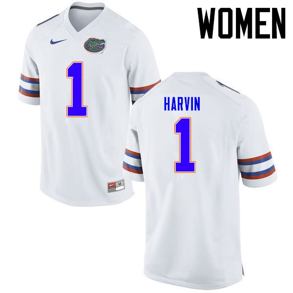 Women's NCAA Florida Gators Percy Harvin #1 Stitched Authentic Nike White College Football Jersey HMZ7665EG